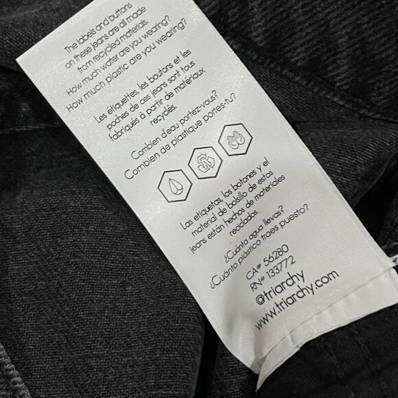 Triarchy Jeans Womens 31 Baggy Straight Ankle Crop Black Charcoal Wash Denim NWT - Picture 7 of 15